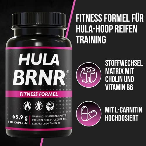 'HULA BRNR - Fitness mit Vitamin B6, Cholin, L-Carnitin, grüner Tee, Hula Hoop Erwachsene, 120 Kapseln'