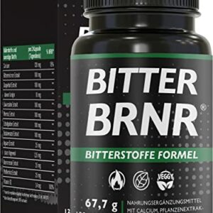BITTER BRNR Bitterstoffe Formel und Stoffwechsel Komplex mit Vitamin B2, Verdauungsenzyme mit Calcium, Alternative zu Bitterstoffe Tropfen, 120 Kapseln
