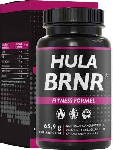 HULA BRNR - Fitness Formel, Stoffwechsel Matrix durch Vitamin B6 und Cholin, mit L-Carnitin und Grüner Tee Extrakt, Hula Hoop Reifen Erwachsene Ergänzung, 120 Kapseln