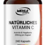 Natürliches Vitamin C Hochdosiert - 240 Vegane Kapseln 4 Monatsvorrat Acerola-Extrakt Und Hagebutten-Extrakt 400mg Reines Vitamin C Pro Tagesdosis (2 Kapseln) Laborgeprüft