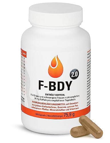 Vihado F-BDY 2.0 – Kapseln für einen normalen Stoffwechsel mit Pflanzenstoffen und Vitaminen – anregend mit Grüner Kaffee Extrakt – normaler Kohlenhydrat- und Fettsäuren-Stoffwechsel mit Zink