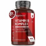 Vitamin B Komplex - 365 Vegane Tabletten mit 8 B Vitamine - B1 B2 B3 B5 B6 B9 B12 je Tablette - 1 Jahr Vorrat - Vitamin C, 150µg Biotin, 200µg Folsäure - Gut verträglich & bioverfügbar - WeightWorld