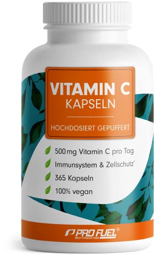 Vitamin C hochdosiert - 365 Kapseln - 500 mg Vitamin C gepuffert - hochwertiges Calcium-Ascorbat optimal hochdosiert - ohne unerwünschte Zusätze - laborgeprüft mit Zertifikat - 100% vegan