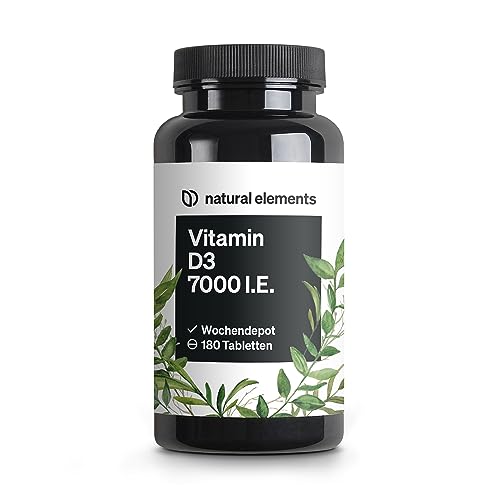 Vitamin D3 7000 I.E. – 180 Tabletten – das Sonnenvitamin als Wochendepot – hochdosiert, ohne unnötige Zusätze – in Deutschland produziert & laborgeprüft
