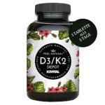 Vitamin D3 + K2 Depot - 180 Tabletten - 99,7+% All-Trans MK7 (K2VITAL®) - Hochdosiert: 5000 I.E. Vitamin D3 & 100 mcg Vitamin K2 pro Tablette - Laborgeprüft, in Deutschland produziert