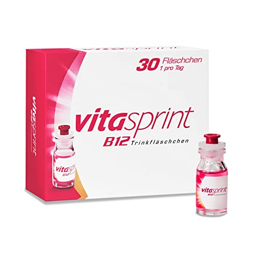 Vitasprint B12 Trinkfläschchen, 30 St. – Mit hochdosiertem Vitamin B12 und wertvollen Eiweißbausteinen für mehr geistige und körperliche Energie und weniger Müdigkeit und Erschöpfung